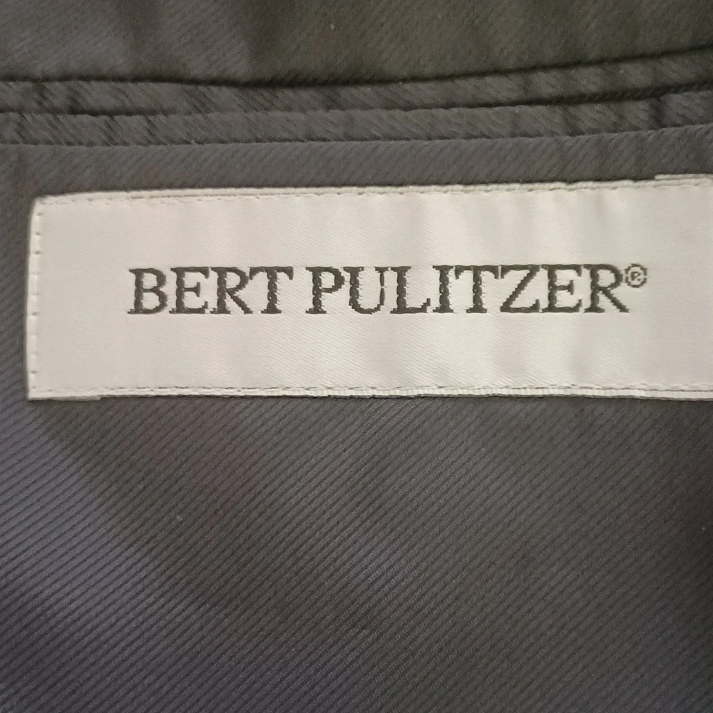 Bert Pulitzer Navy Blazer 42L Gold Crest Button Wool Blend Sport Coat Preppy Vtg